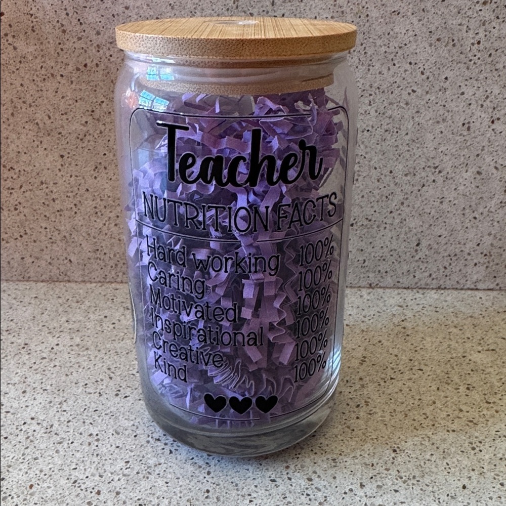 Teacher Life Glass Cup with Bamboo Lid - Picture 3 of 5